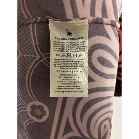 Eugenia Fernandez Maxi Dress Small Boho Wrap Midi Satin Floral Flaws - Picture 6 of 13